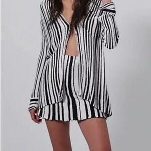 Free People Black and White Striped Knit Set (M)